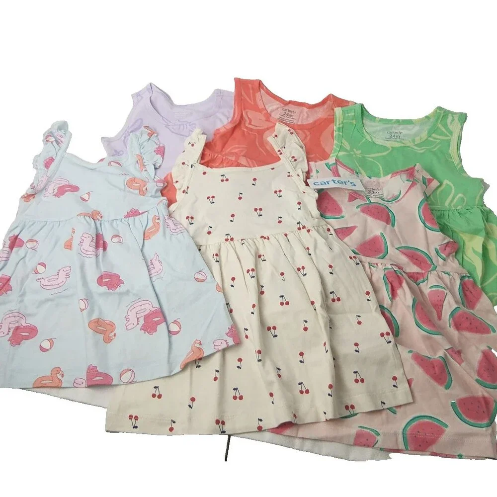 Lot of 6 Carter’s Toddler Girl Summer Dresses Tanks 24 Months 2T NEW
